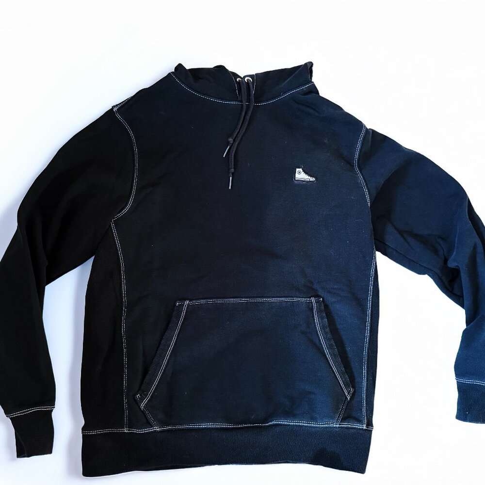 Converse Go-To Chuck Taylor Sneaker Patch Loose Fit Hoodie 'Black'